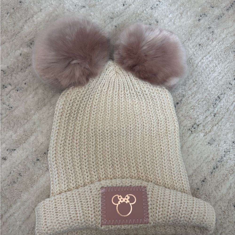 Cozy Cream Knit Hat with Pom Poms